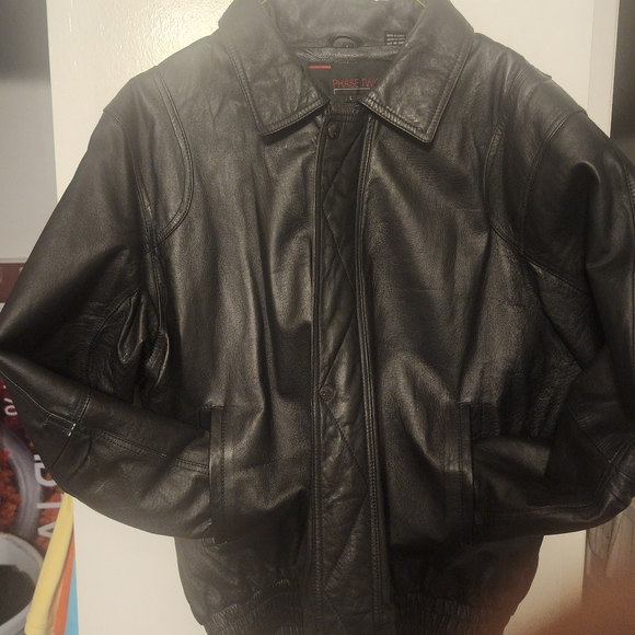 Mens Phase Two Leather Jacket - Picture 1 of 6